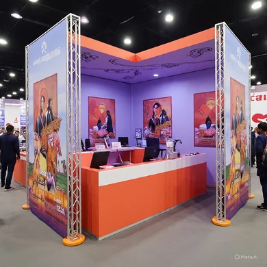 Booth Island 6x6 Meter dengan Branding Full